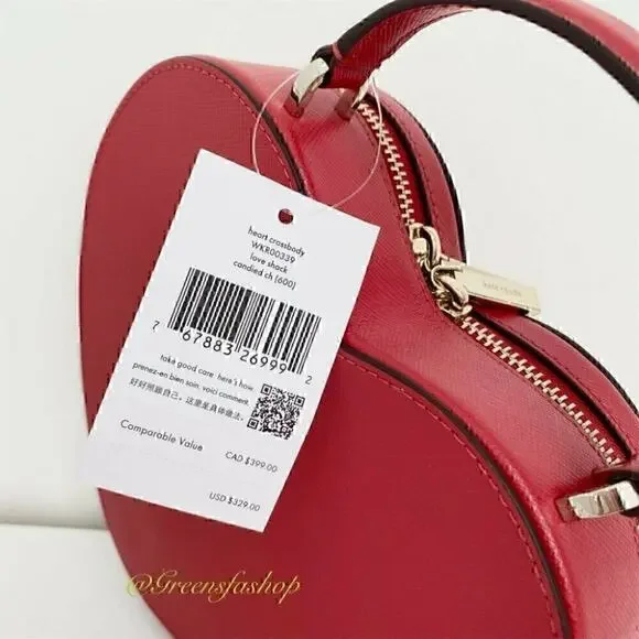 NWT Kate Spade Love Shack Heart Crossbody Purse Leather Candied Cherry Red - Picture 6 of 12